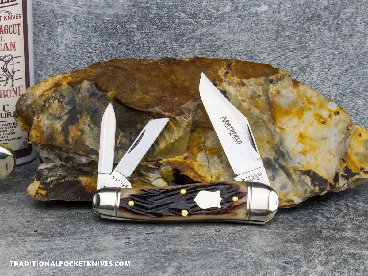 Great Eastern Cutlery #571326 Northfield UNXLD Geppetto Whittler Oxblood Stagcut Natural Bone *Satin*