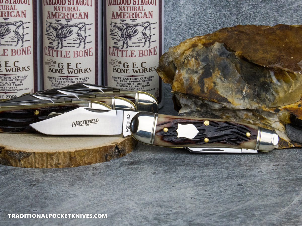 Great Eastern Cutlery #571326 Northfield UNXLD Geppetto Whittler Oxblood Stagcut Natural Bone *Satin*