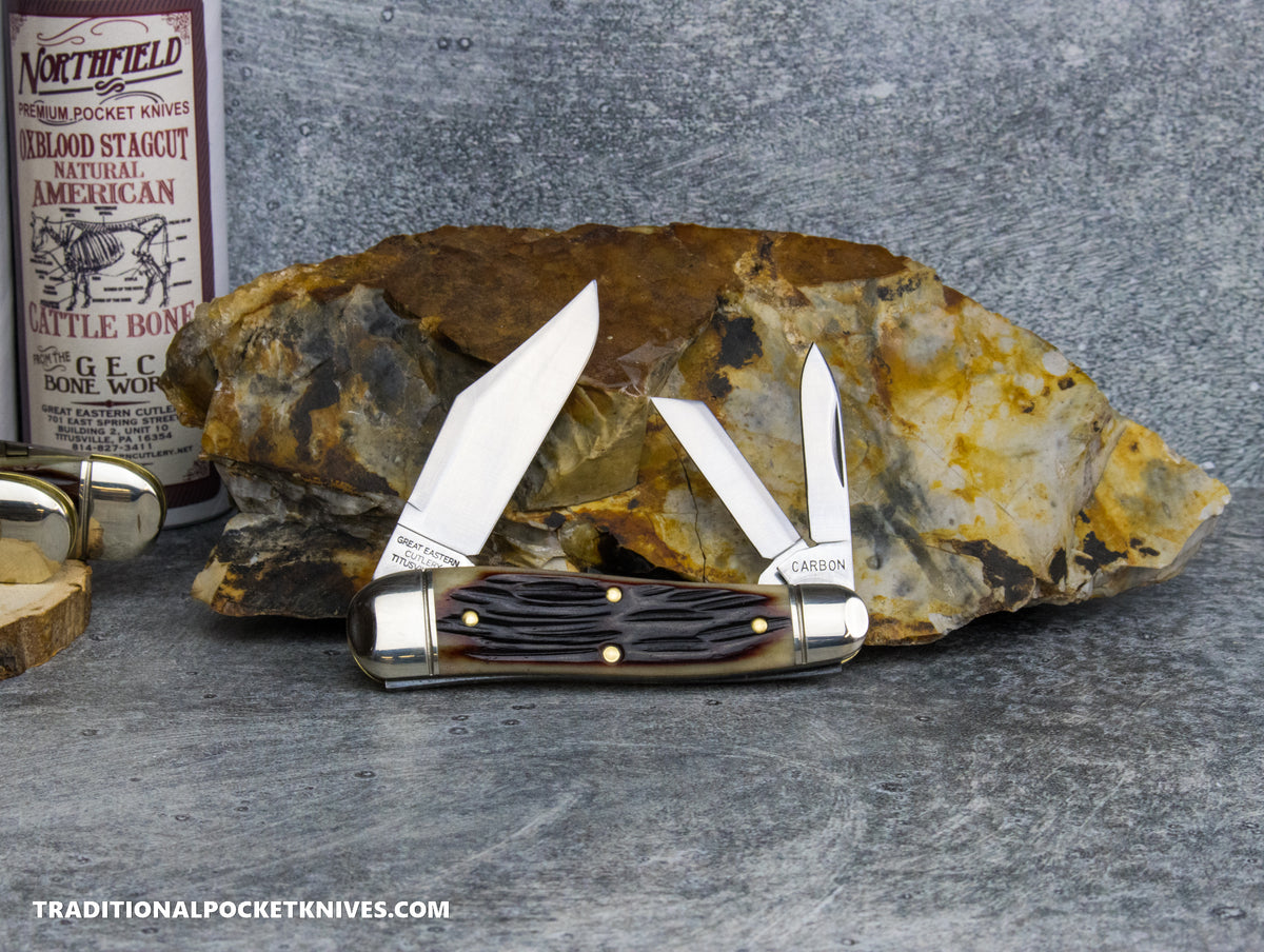 Great Eastern Cutlery #571326 Northfield UNXLD Geppetto Whittler Oxblood Stagcut Natural Bone *Satin*