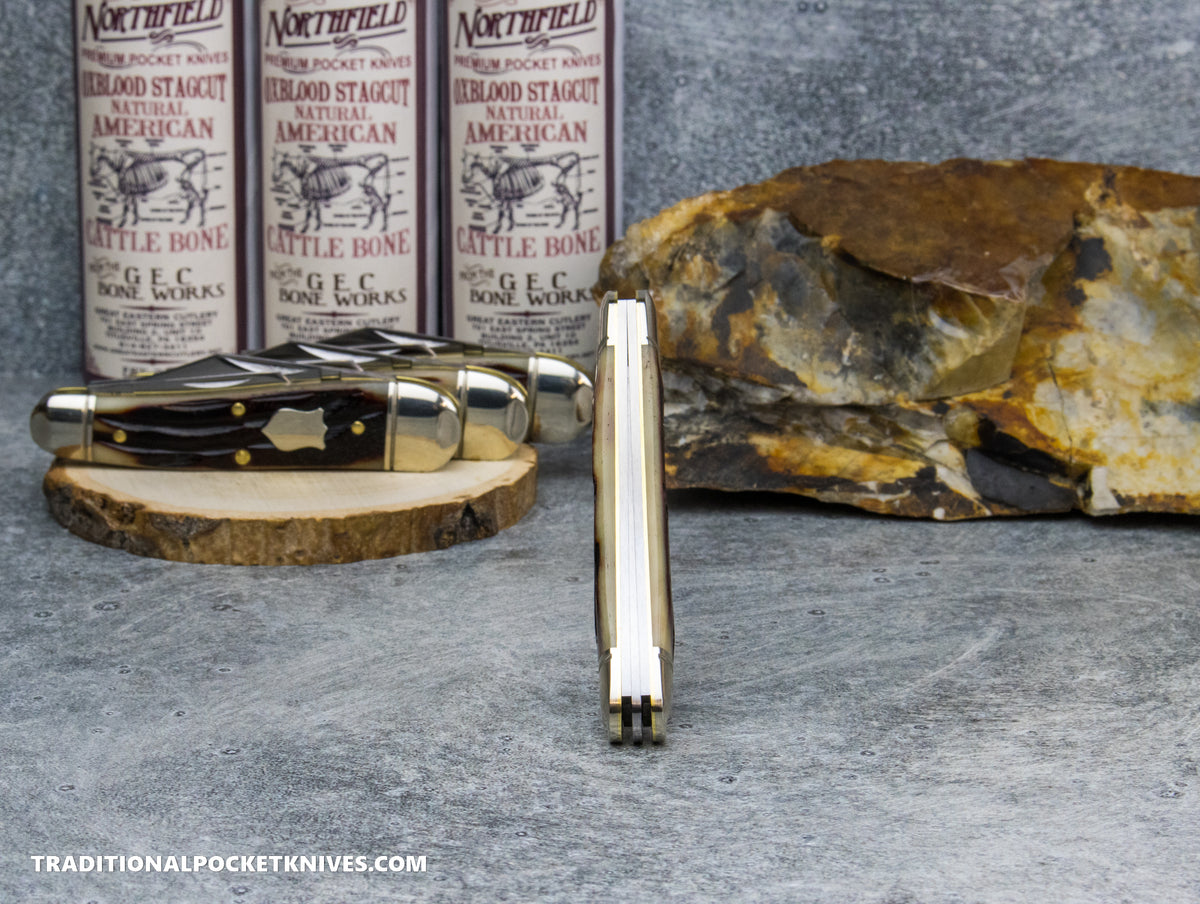 Great Eastern Cutlery #571326 Northfield UNXLD Geppetto Whittler Oxblood Stagcut Natural Bone *Satin*