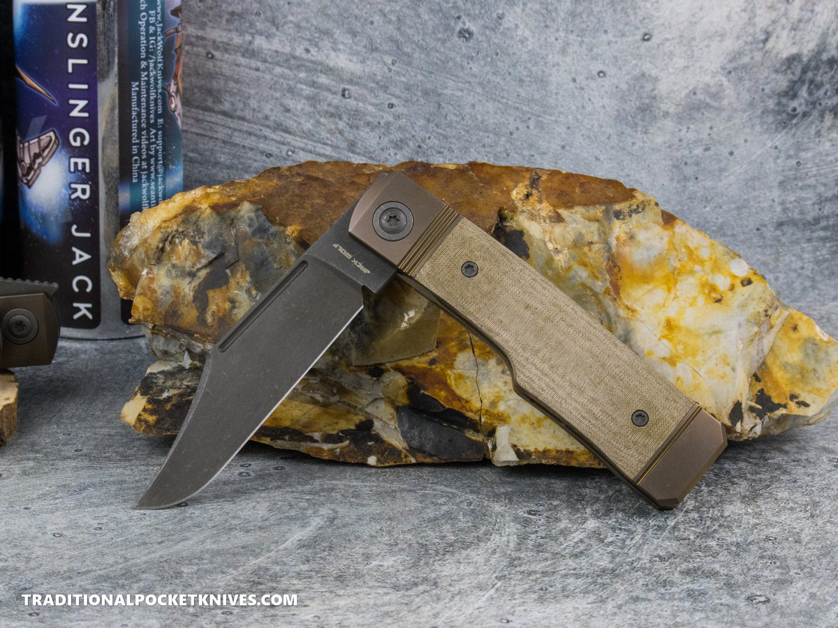 Jack Wolf Knives Gunslinger Jack Green Linen Micarta