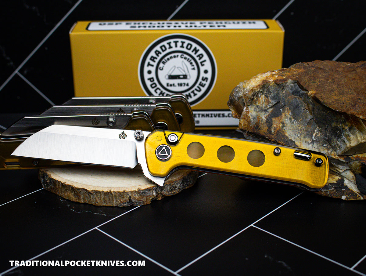 QSP Exclusive Penguin Button Lock Knife Smooth Ultem