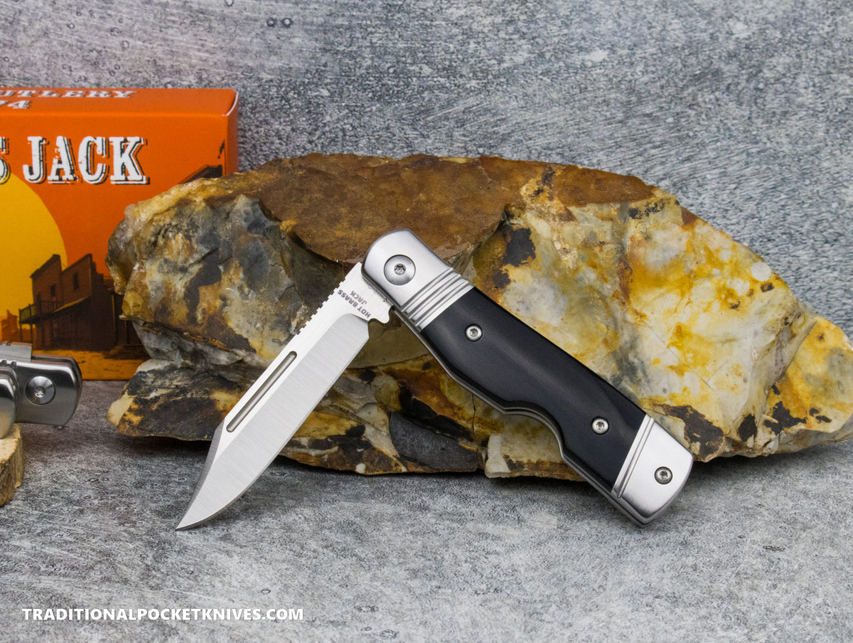 Hot Brass Jack: Black Buffalo Horn - Clip Point 154CM