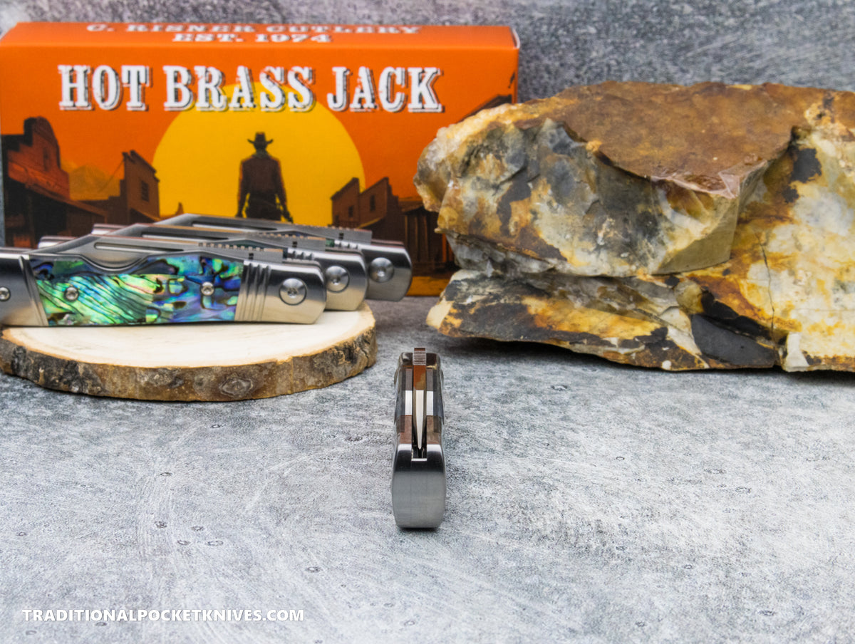 Hot Brass Jack: Abalone - Clip Point 154CM