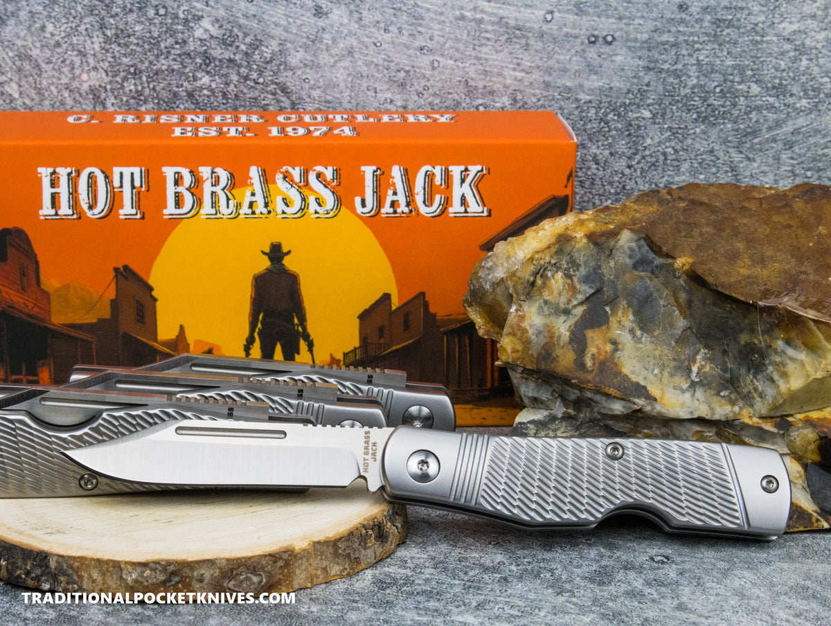 Hot Brass Jack: Jigged Stainless Steel - Clip Point 154CM