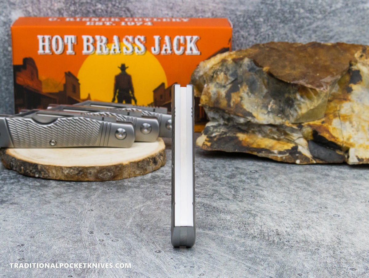 Hot Brass Jack: Jigged Stainless Steel - Clip Point 154CM