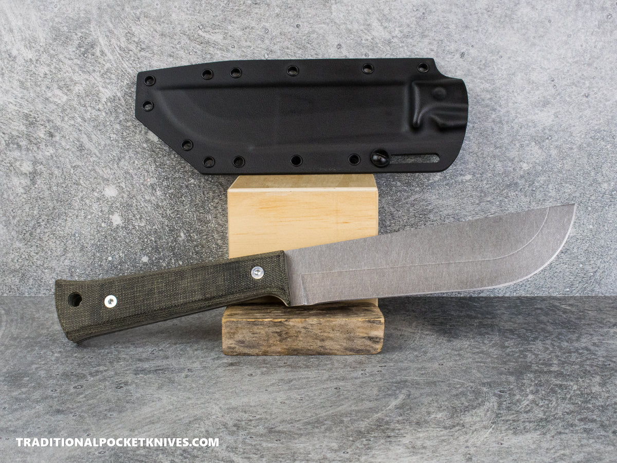 Woods Monkey Half/Chete - Black Micarta Stonewashed 1095 Black Kydex Sheath