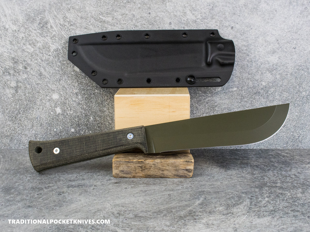 Woods Monkey Half/Chete - Black Micarta OD Cerakote 1095 Black Kydex Sheath