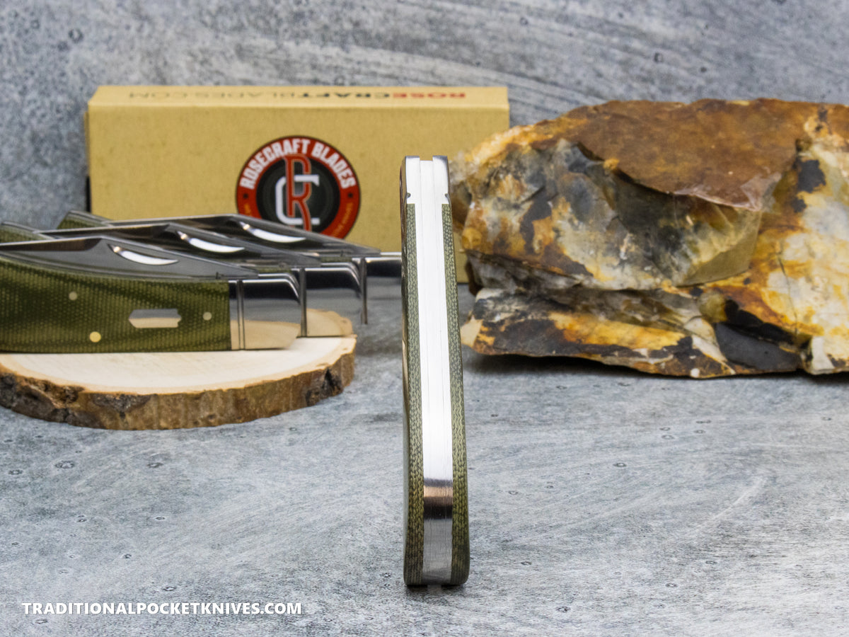 RoseCraft Blades Hatchie River Jack Light Green Micarta (RCT033-LGM)