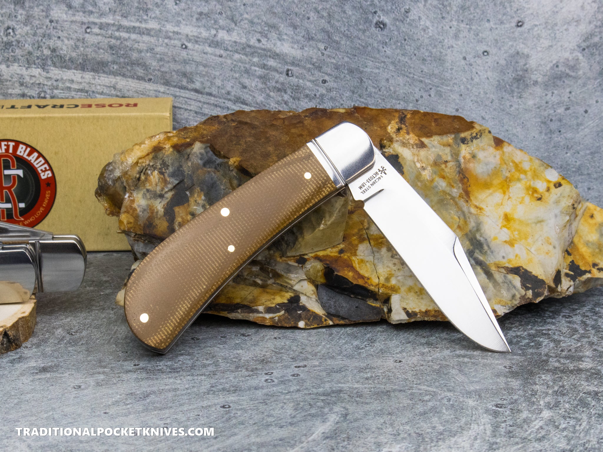 RoseCraft Blades Hatchie River Jack Light Brown Micarta (RCT033