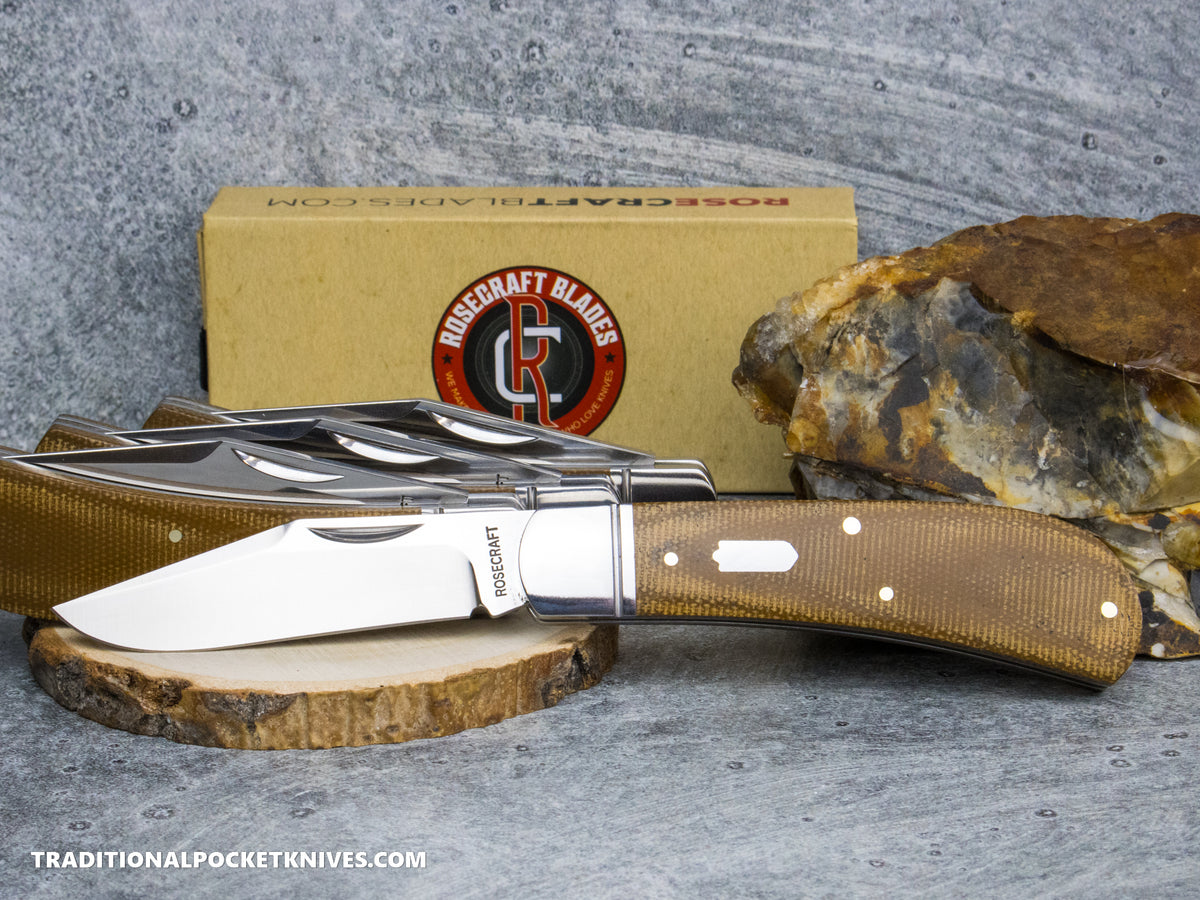 RoseCraft Blades Hatchie River Jack Light Brown Micarta (RCT033-LBM)