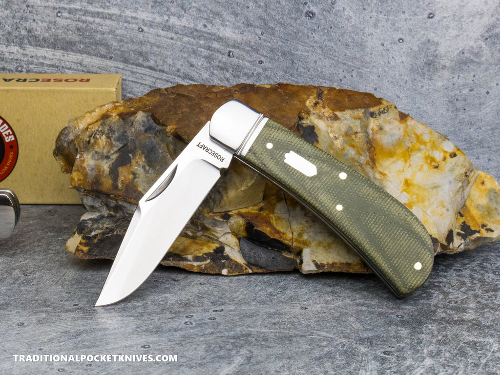 RoseCraft Blades Hatchie River Jack Light Green Micarta (RCT033