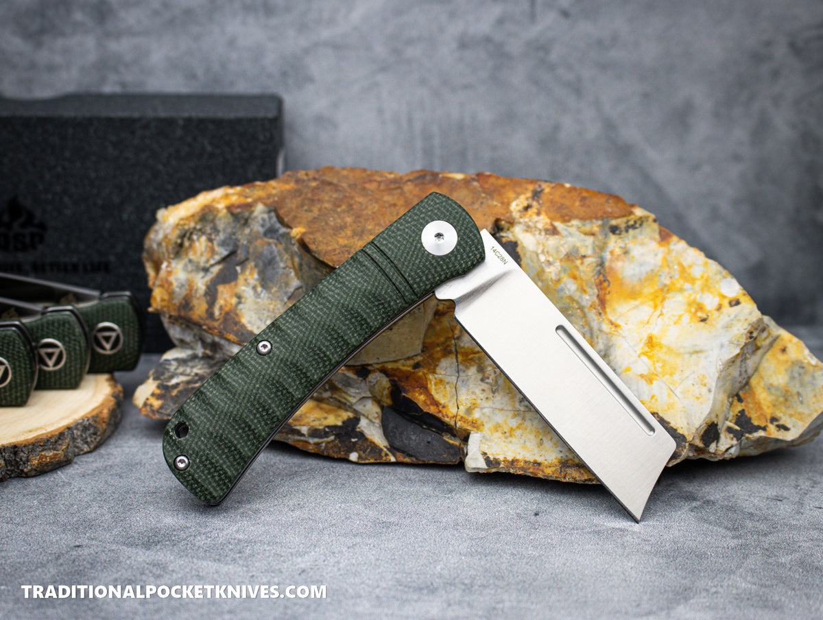 QSP Hedgehog Knife QS142-A Green Micarta 14C28N Steel