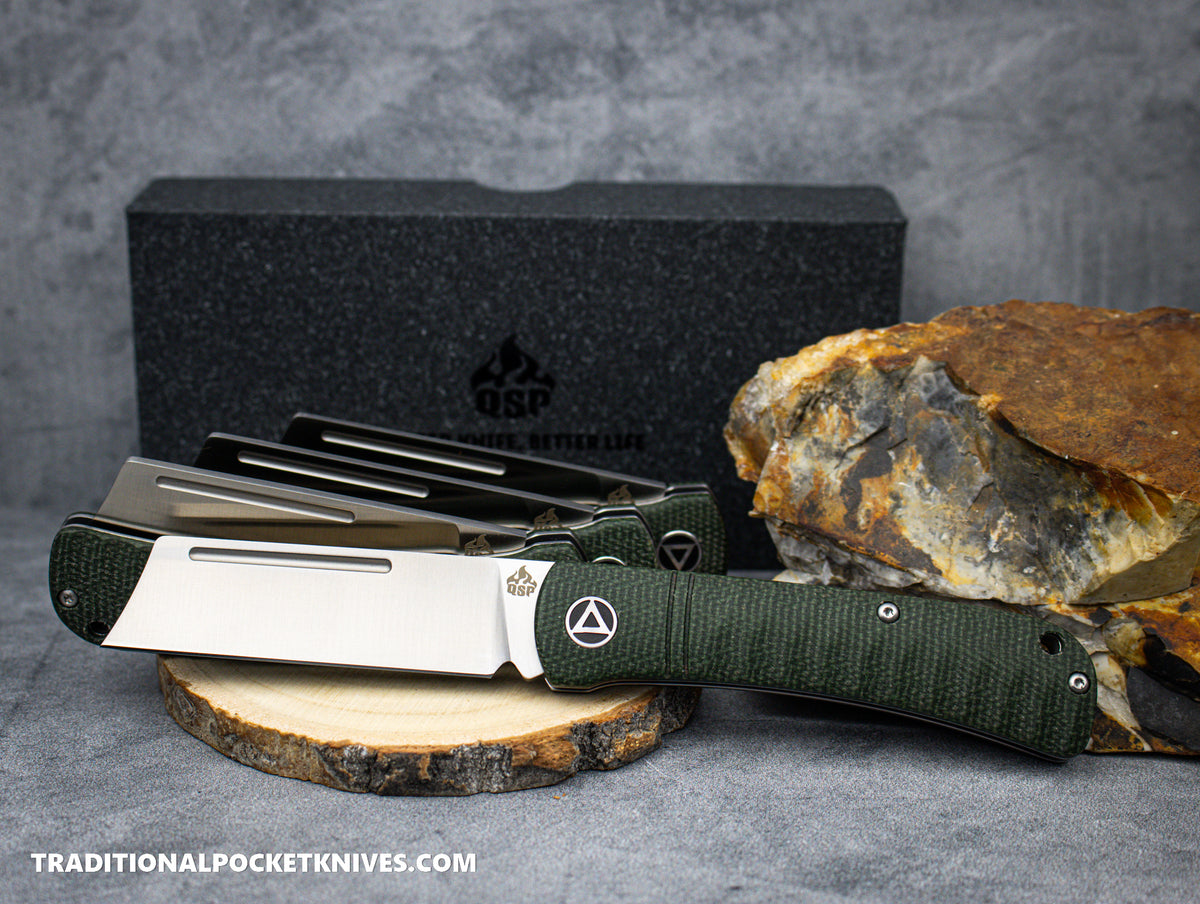 QSP Hedgehog Knife QS142-A Green Micarta 14C28N Steel