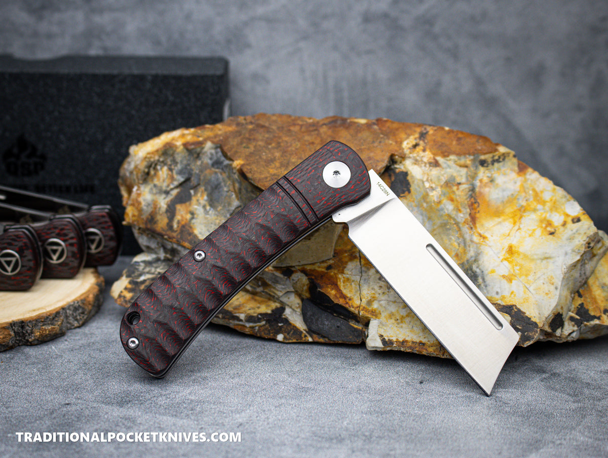 QSP Hedgehog Knife QS142-D Red Carbon Fiber 14C28N Steel