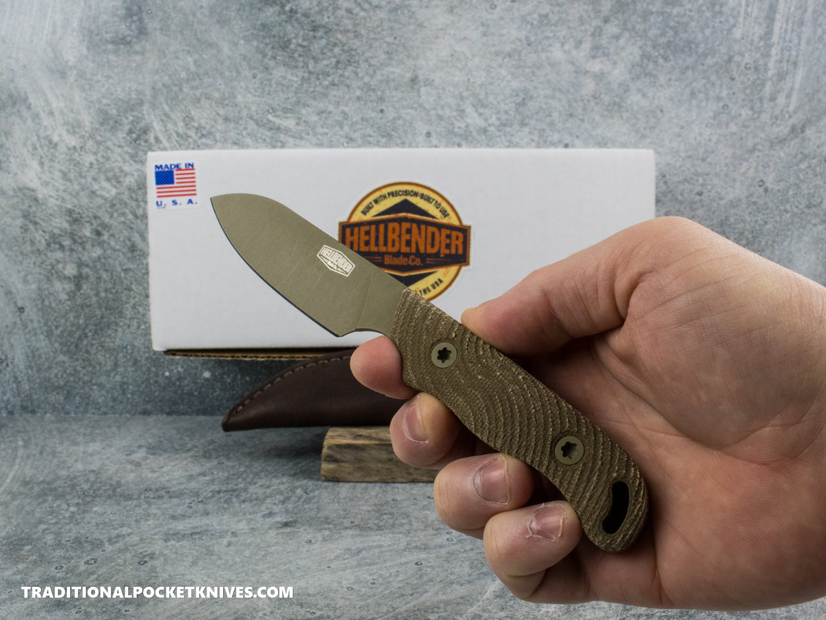 Hellbender Blade Co. Ranch Hand - OD Micarta Coyote Cerakote Magnacut