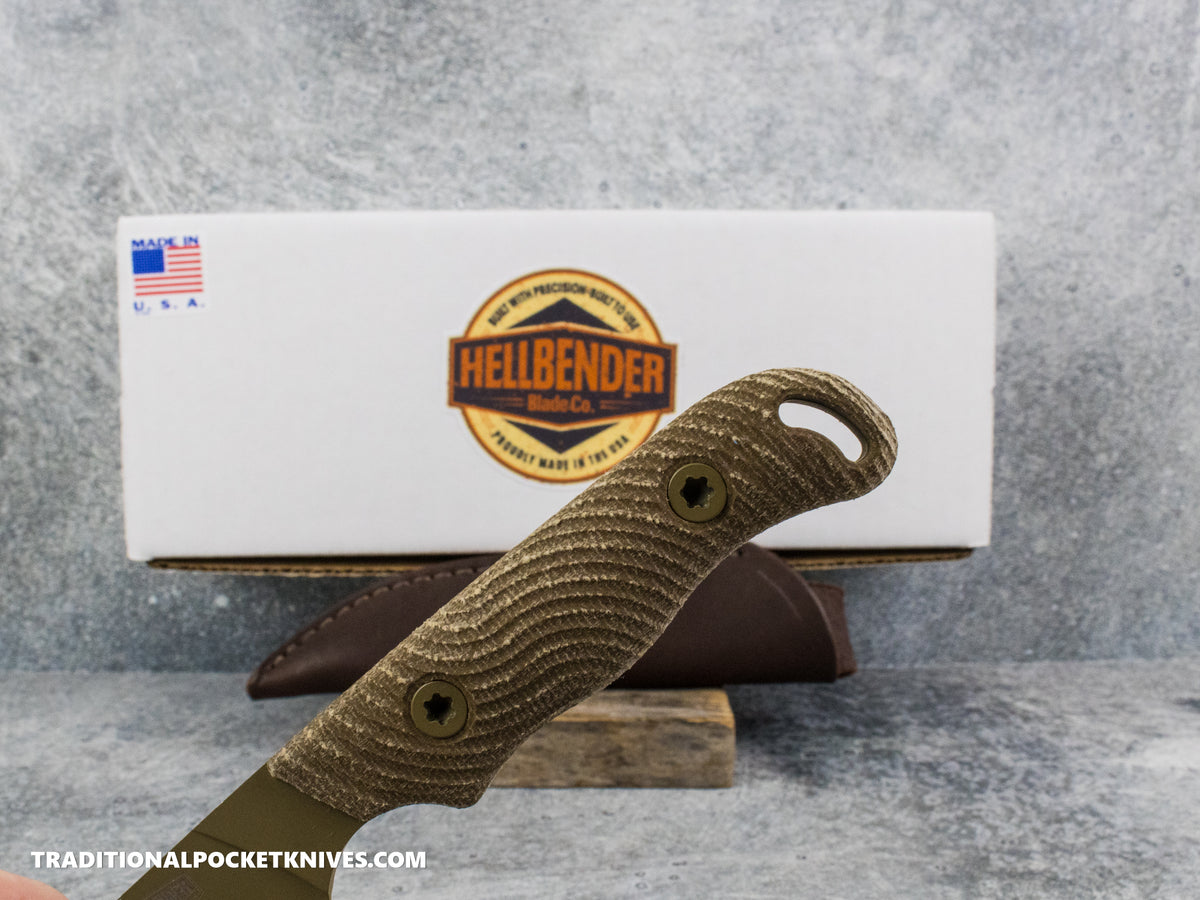 Hellbender Blade Co. Ranch Hand - OD Micarta Coyote Cerakote Magnacut