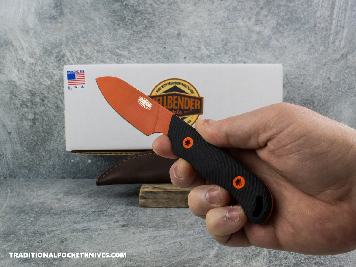 Hellbender Blade Co. Ranch Hand - Black G10 Orange Cerakote Magnacut