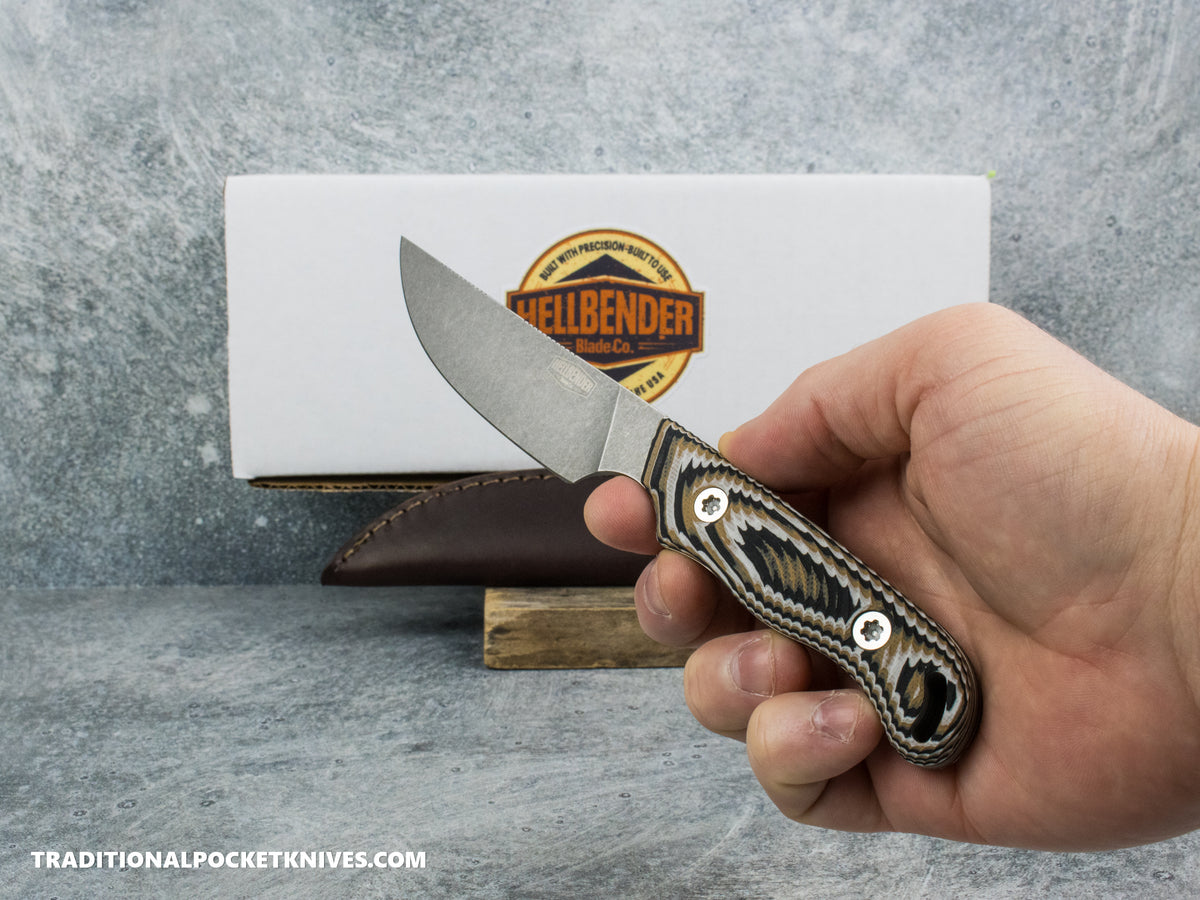 Hellbender Blade Co. Outfitter - Multicolored G10 Tumbled Magnacut