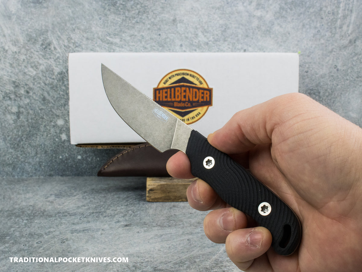 Hellbender Blade Co. Outfitter - Black G10 Tumbled Magnacut