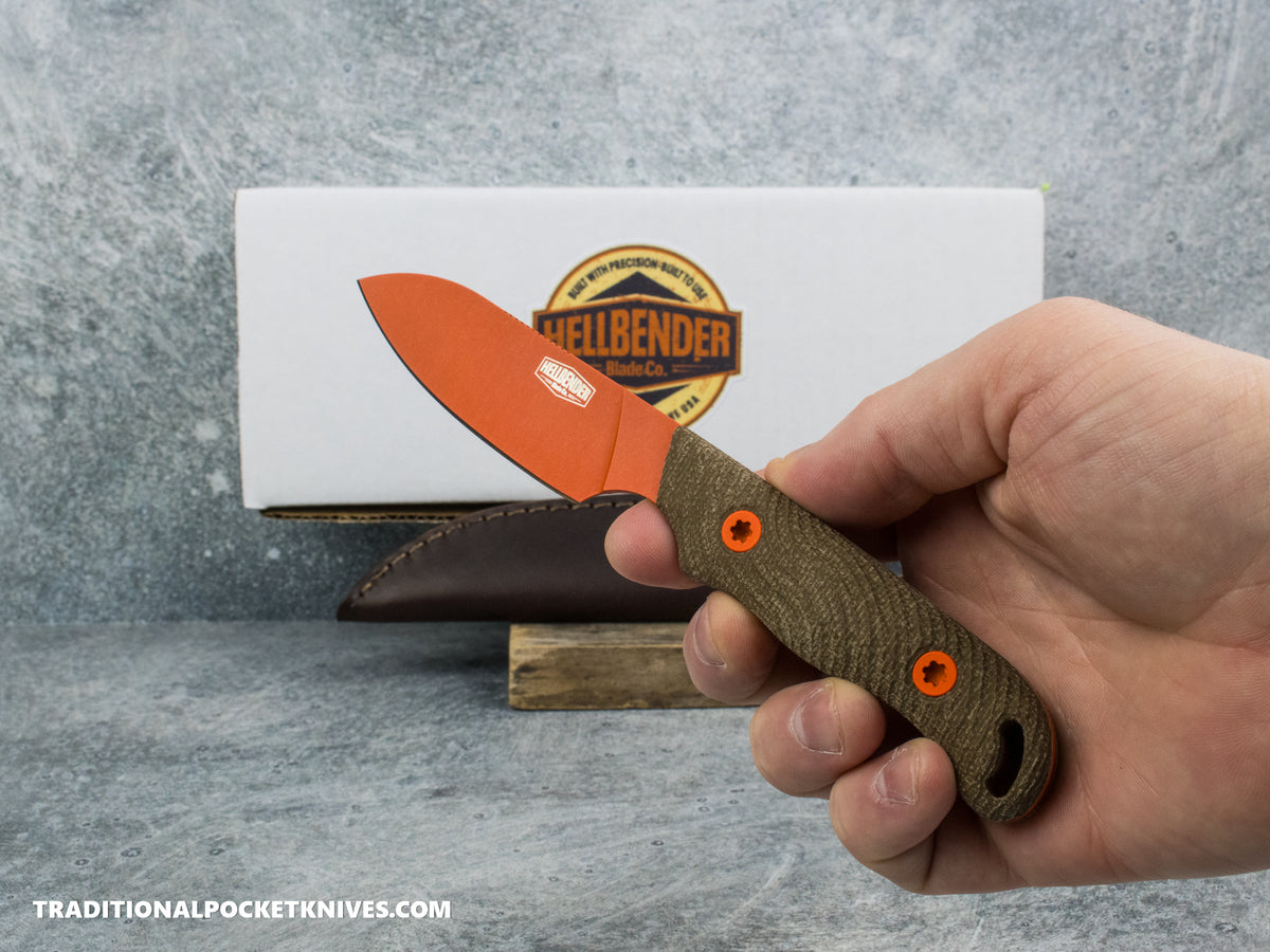 Hellbender Blade Co. Ranch Hand - OD Micarta Orange Cerakote Magnacut