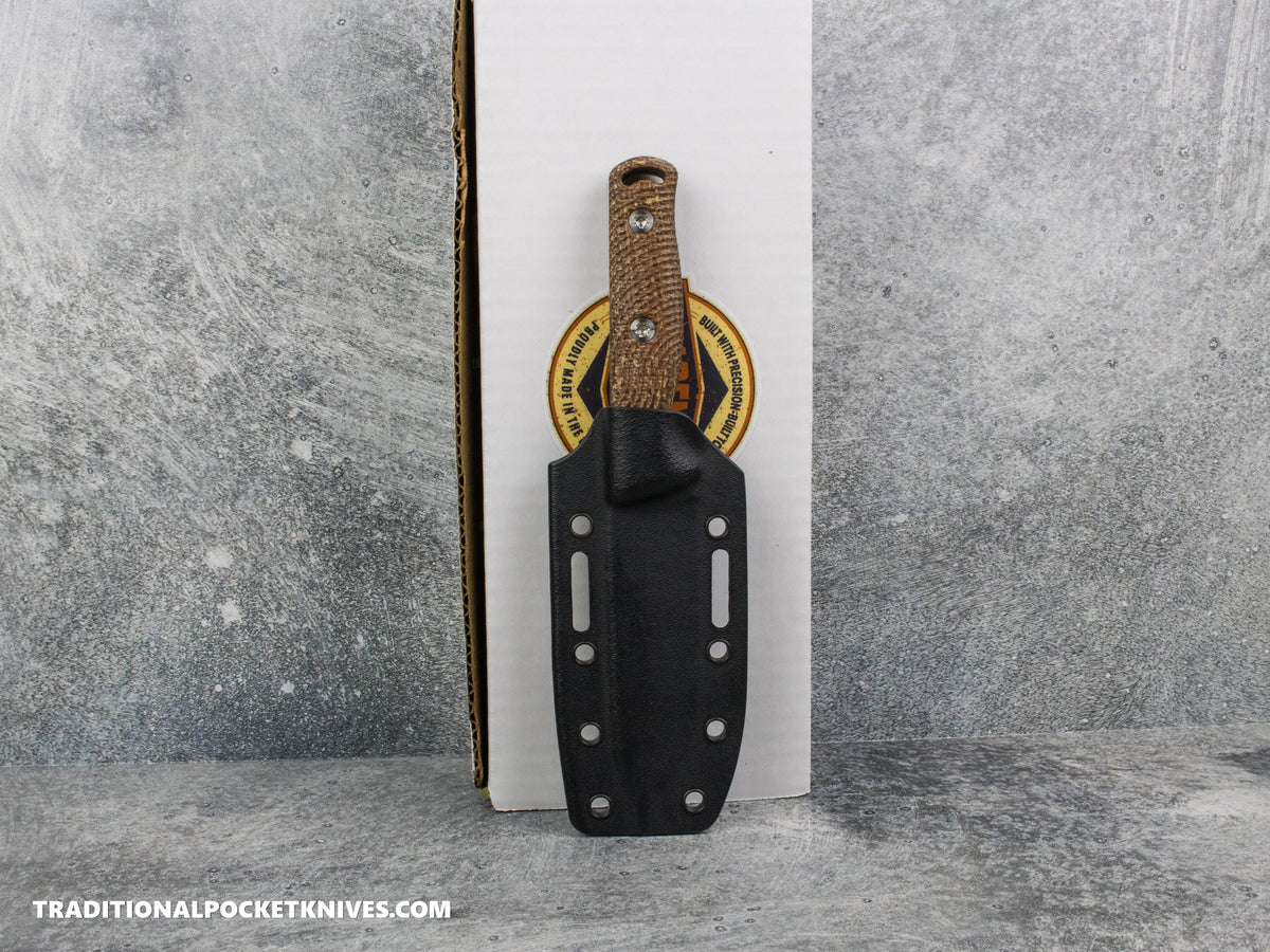 Hellbender Blade Co. Mudpup 4 - Burlap Micarta Tumbled Magnacut Kydex Sheath