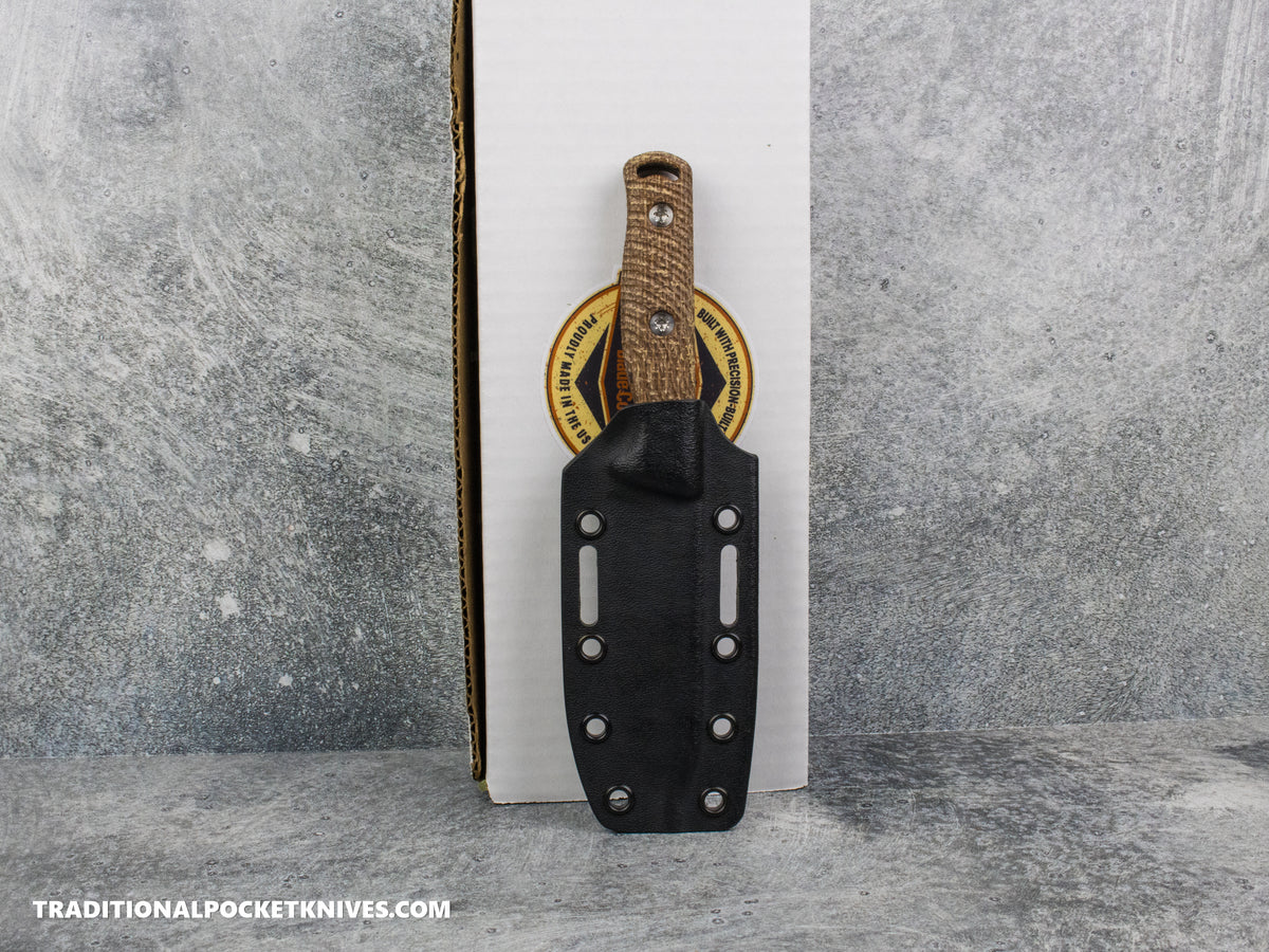 Hellbender Blade Co. Mudpup 4 - Burlap Micarta Tumbled Magnacut Kydex Sheath