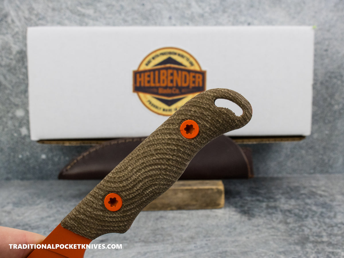 Hellbender Blade Co. Ranch Hand - OD Micarta Orange Cerakote Magnacut
