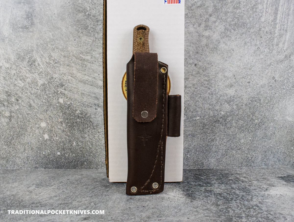 Hellbender Blade Co. Mudpup 4 - Burlap Micarta Coyote Cerakote Magnacut