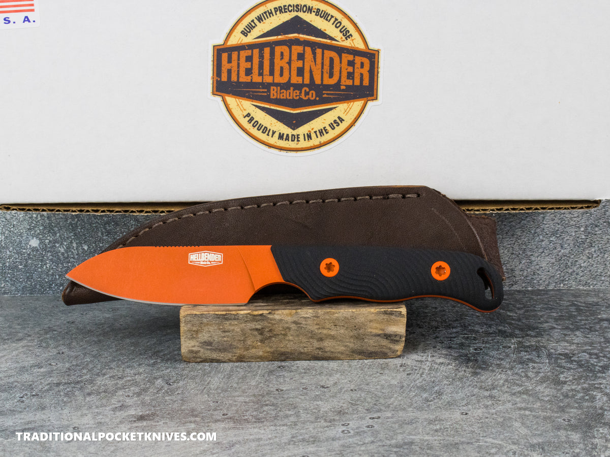 Hellbender Blade Co. Ranch Hand - Black G10 Orange Cerakote Magnacut