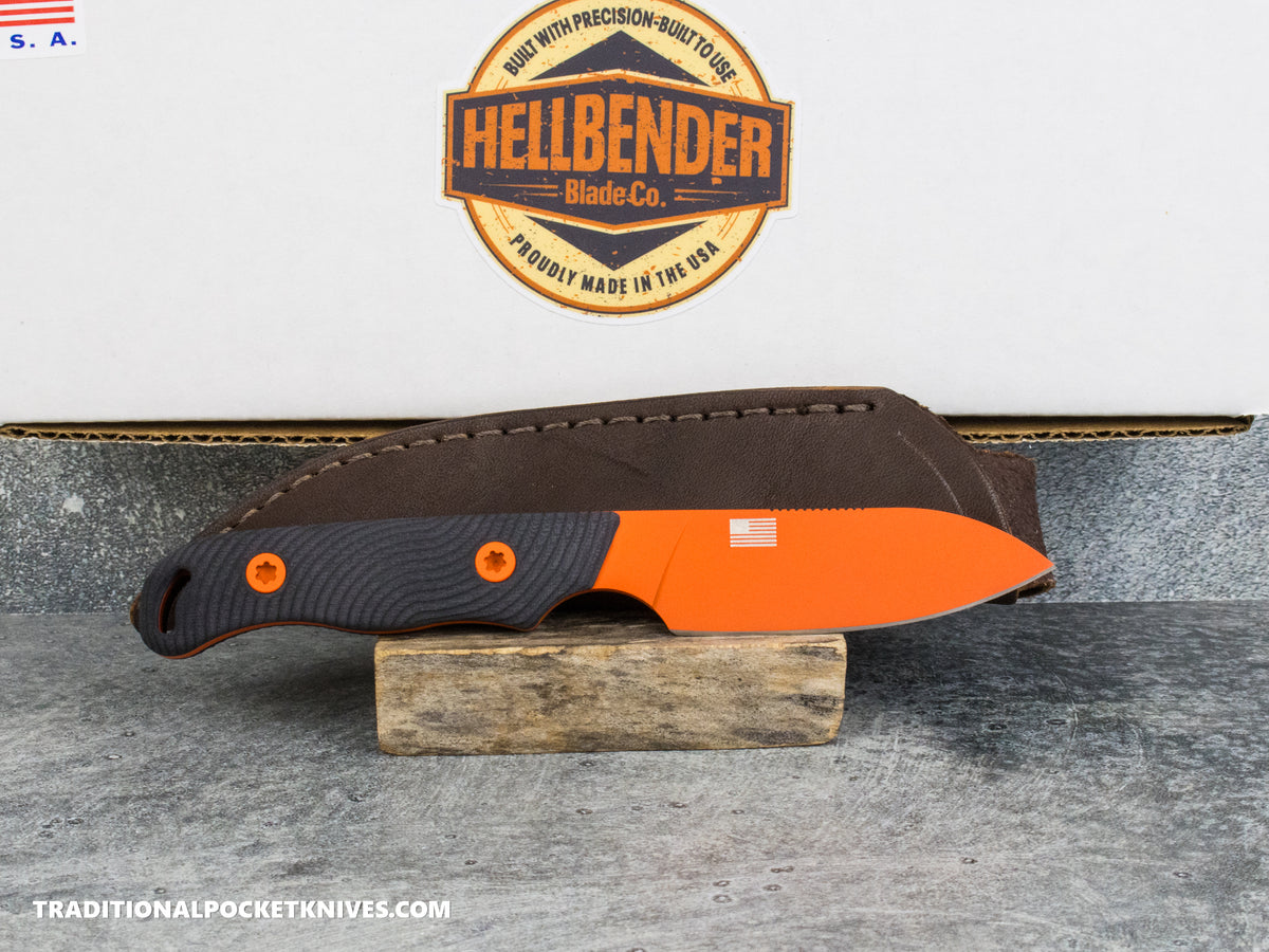 Hellbender Blade Co. Ranch Hand - Black G10 Orange Cerakote Magnacut
