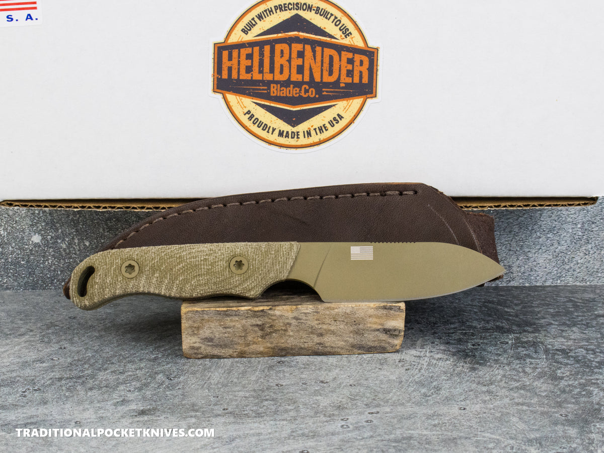Hellbender Blade Co. Ranch Hand - OD Micarta Coyote Cerakote Magnacut