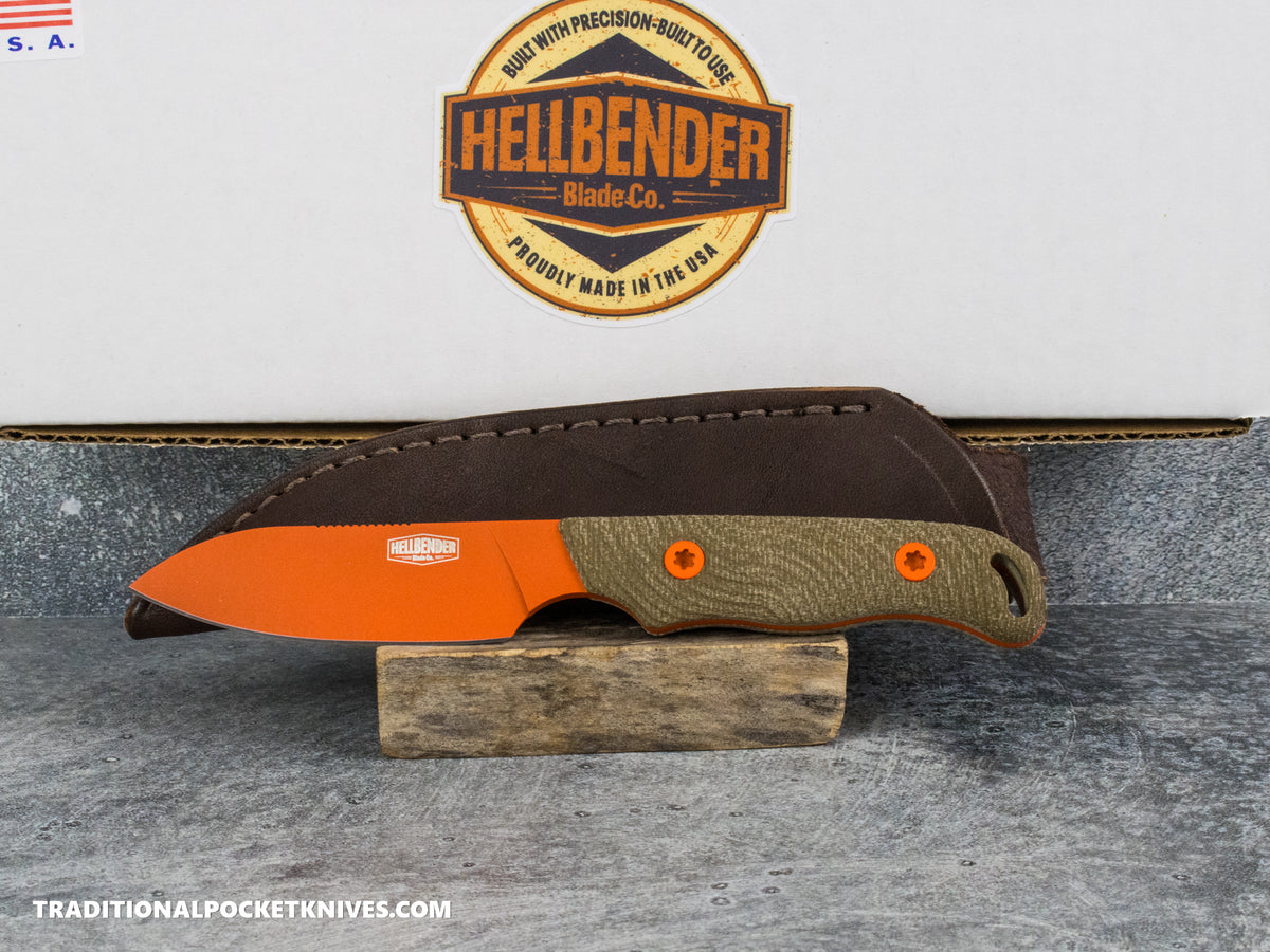 Hellbender Blade Co. Ranch Hand - OD Micarta Orange Cerakote Magnacut
