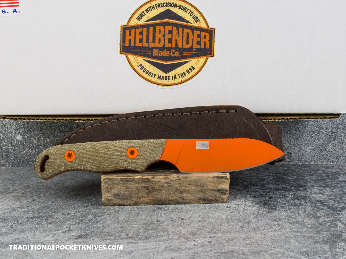 Hellbender Blade Co. Ranch Hand - OD Micarta Orange Cerakote Magnacut