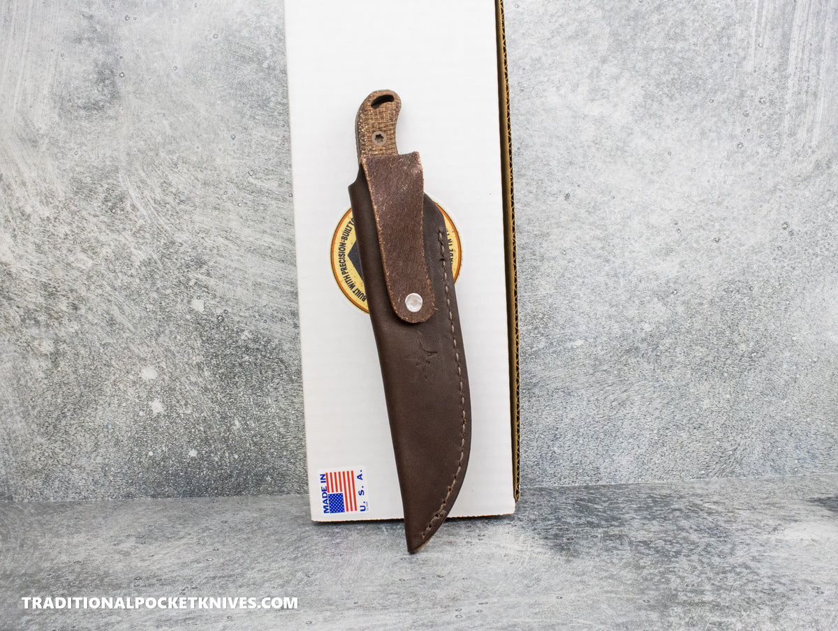 Hellbender Blade Co. Ranch Hand - Burlap Micarta Black Gold Cerakote Magnacut