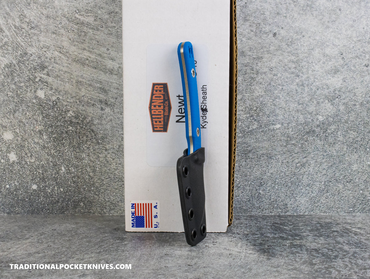 Hellbender Blade Co. Newt - Blue G10 Satin Magnacut Kydex Sheath