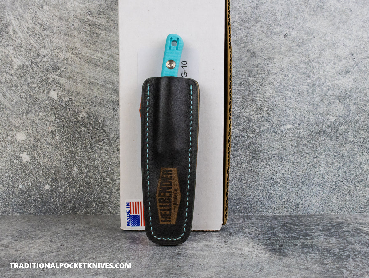 Hellbender Blade Co. Newt - Tiffany G10 Satin Magnacut Leather Sheath
