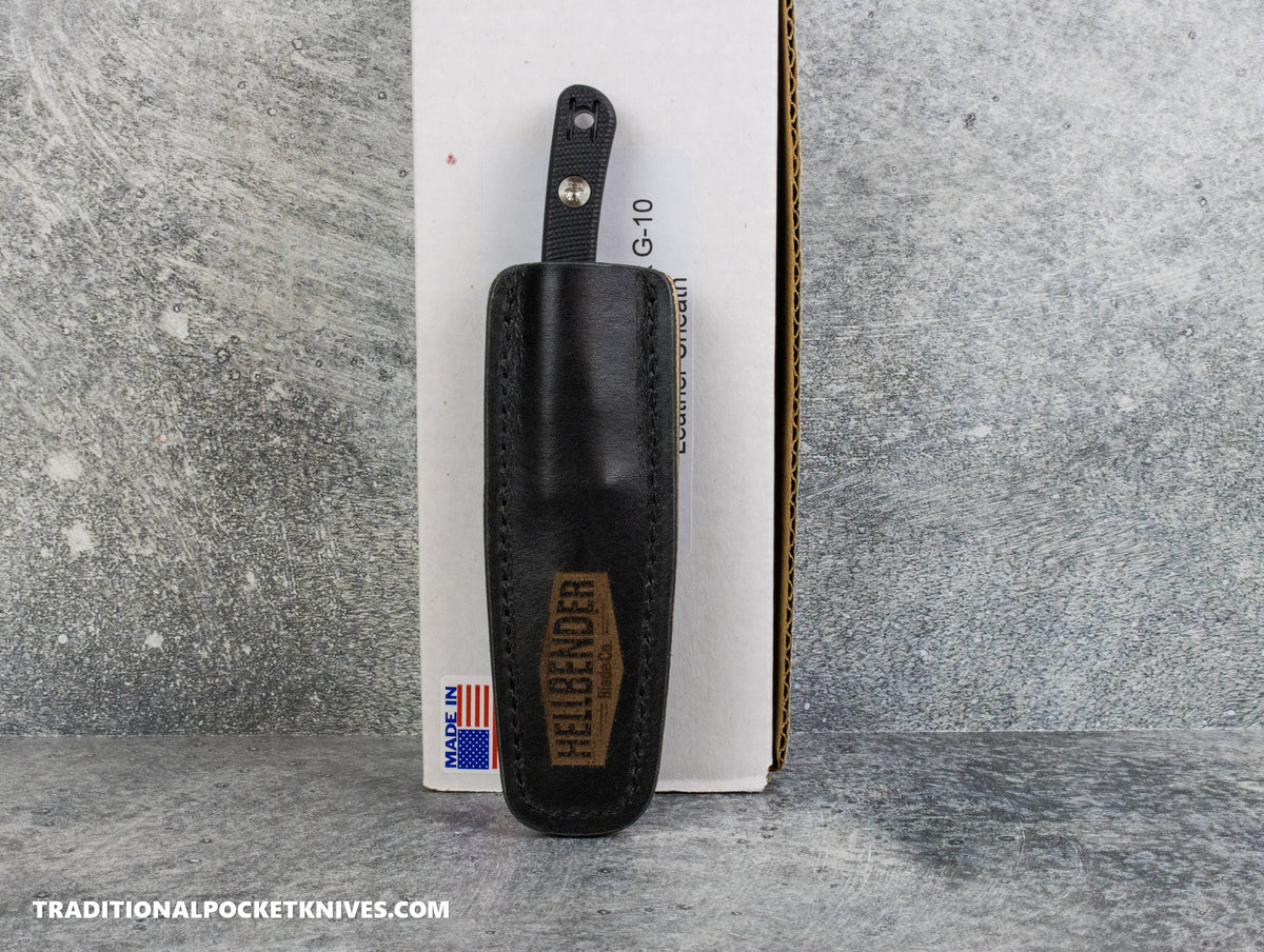 Hellbender Blade Co. Newt - Black G10 Satin Magnacut Leather Sheath