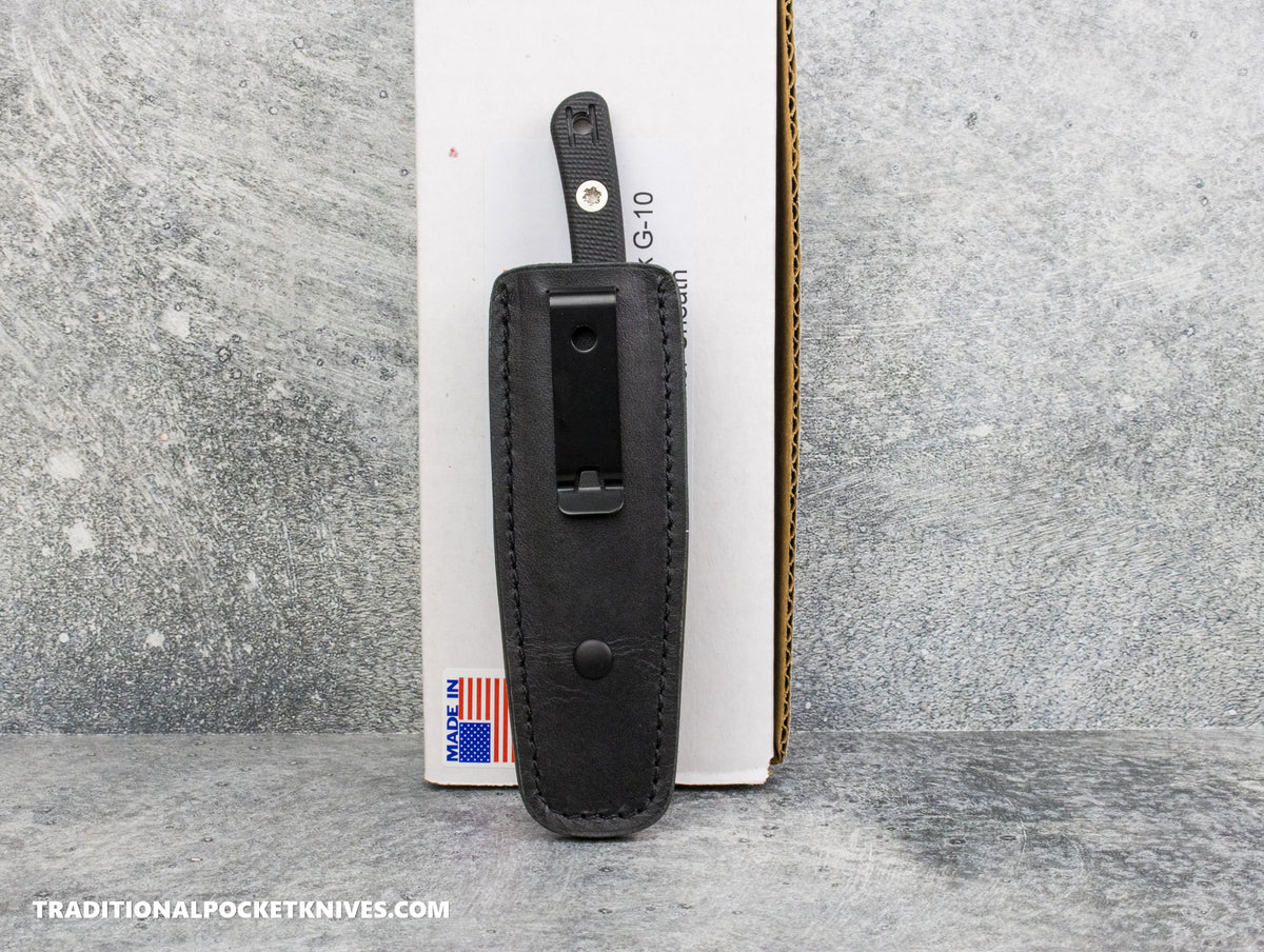 Hellbender Blade Co. Newt - Black G10 Satin Magnacut Leather Sheath