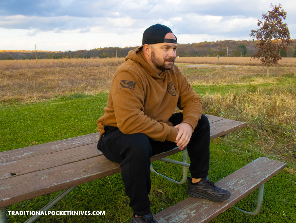 C. Risner Cutlery Premium Heavyweight Fleece Hoodie - Brown / Black