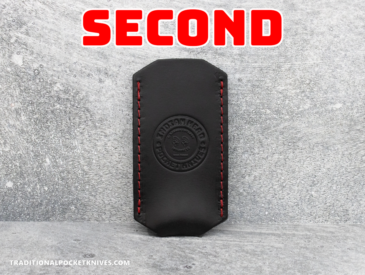 COSMETIC SECONDS: C. Risner Cutlery Indian Head Premium Logo Leather Knife Slip Small - Raven's Fire Buttero