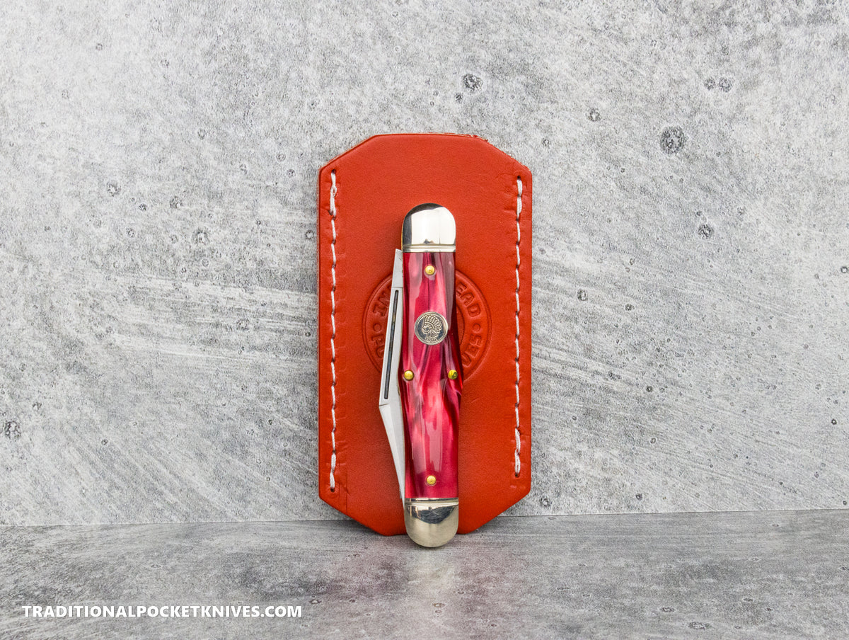 C. Risner Cutlery Indian Head Logo Leather Knife Slip Small - Red Chili Pepper