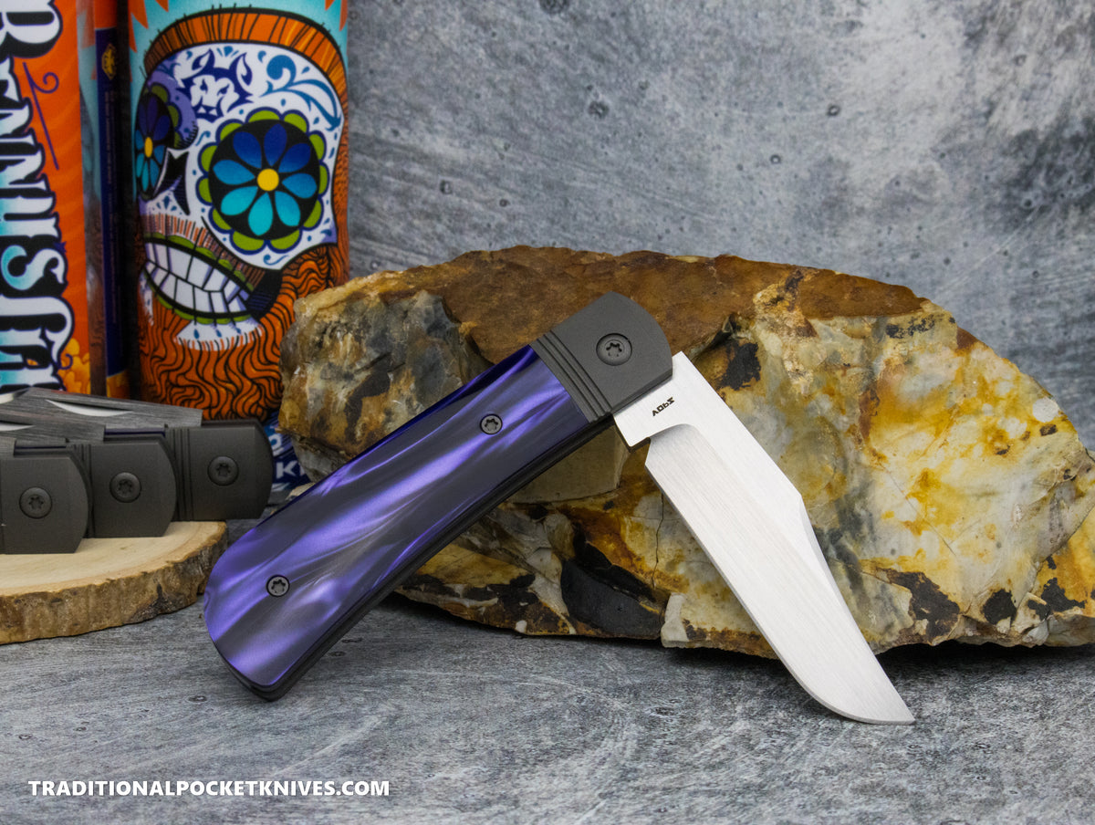 Jack Wolf Knives Benny&#39;s Clip Kirinite Cosmic Purple Hand Satin