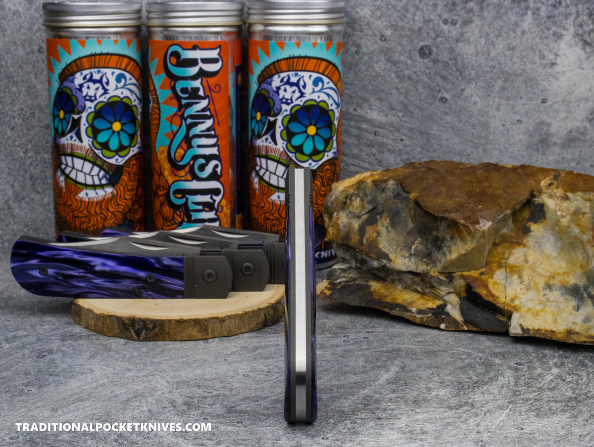 Jack Wolf Knives Benny&#39;s Clip Kirinite Cosmic Purple Hand Satin