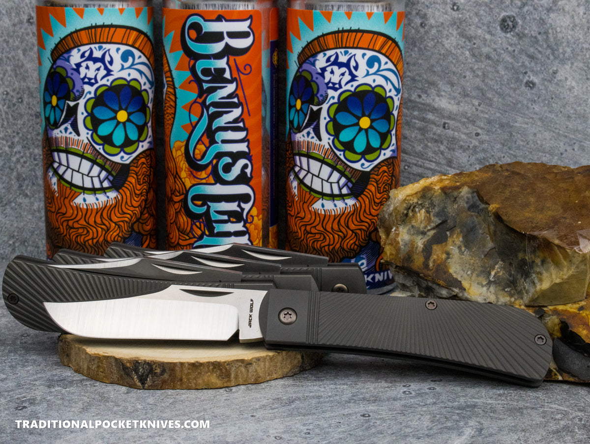 Jack Wolf Knives Benny&#39;s Clip Titanium Starburst