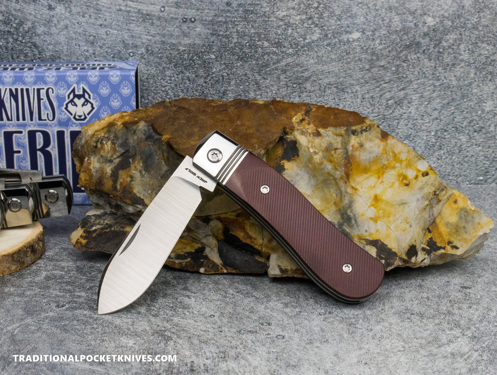 Jack Wolf Knives K9 Jack Redstone Richlite Sawcut - Steel Series