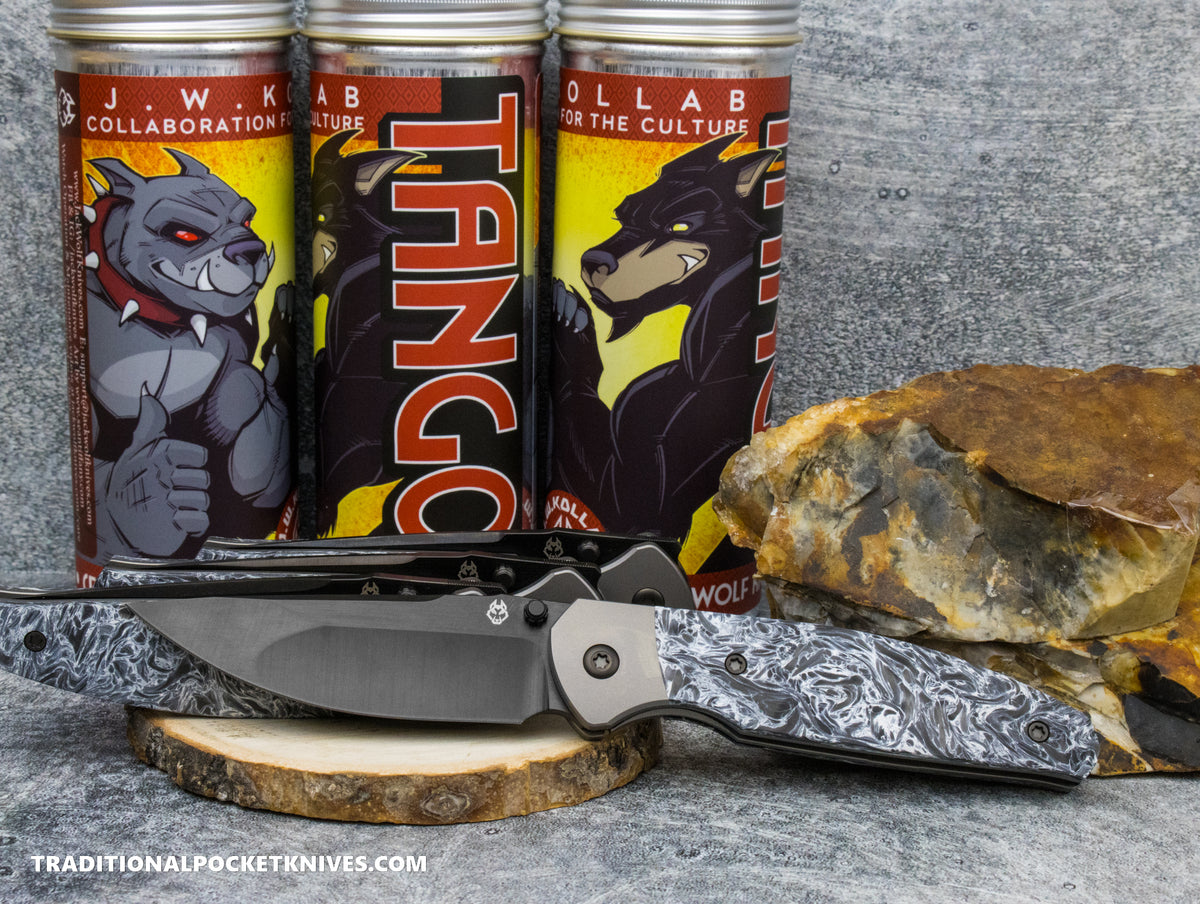 Jack Wolf Knives Tango Fat Carbon Dark Matter Polar DLC Belt Satin - J.W. Kollab Series