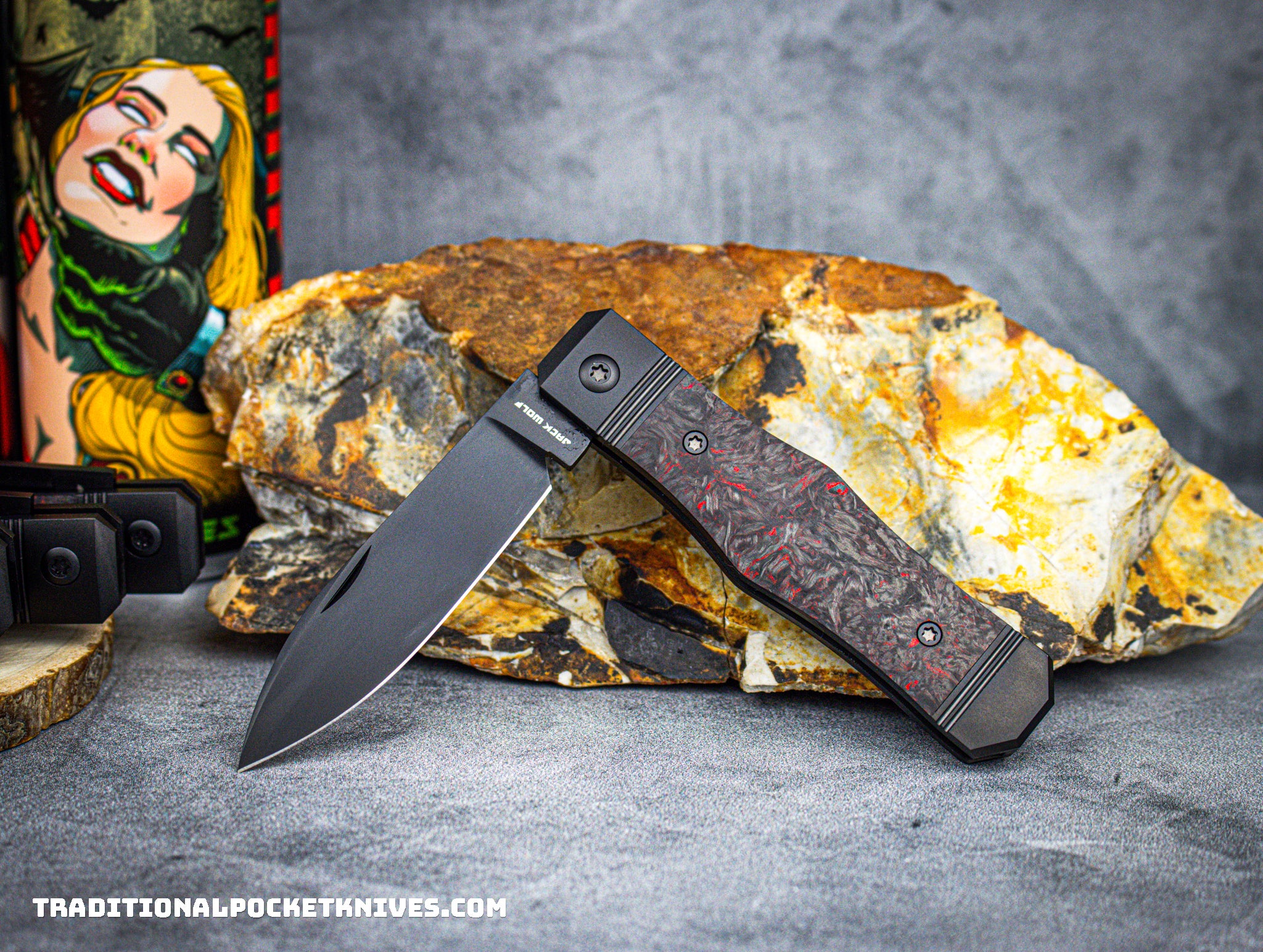 Jack Wolf Knives Vampire Jack Fat Carbon Dark Matter Red - C