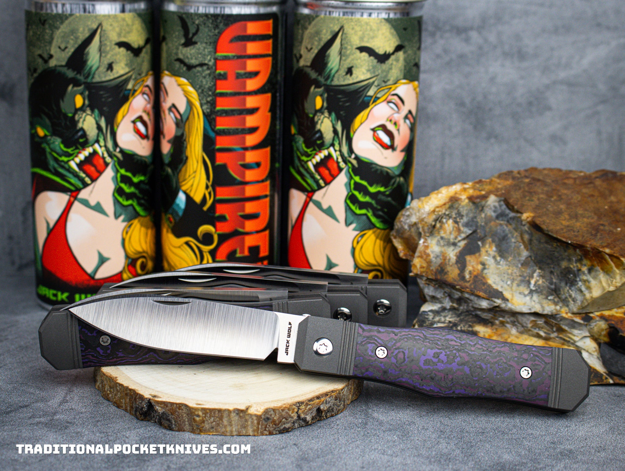 Jack Wolf Knives Vampire Jack Fat Carbon Purple Haze - C. Risner
