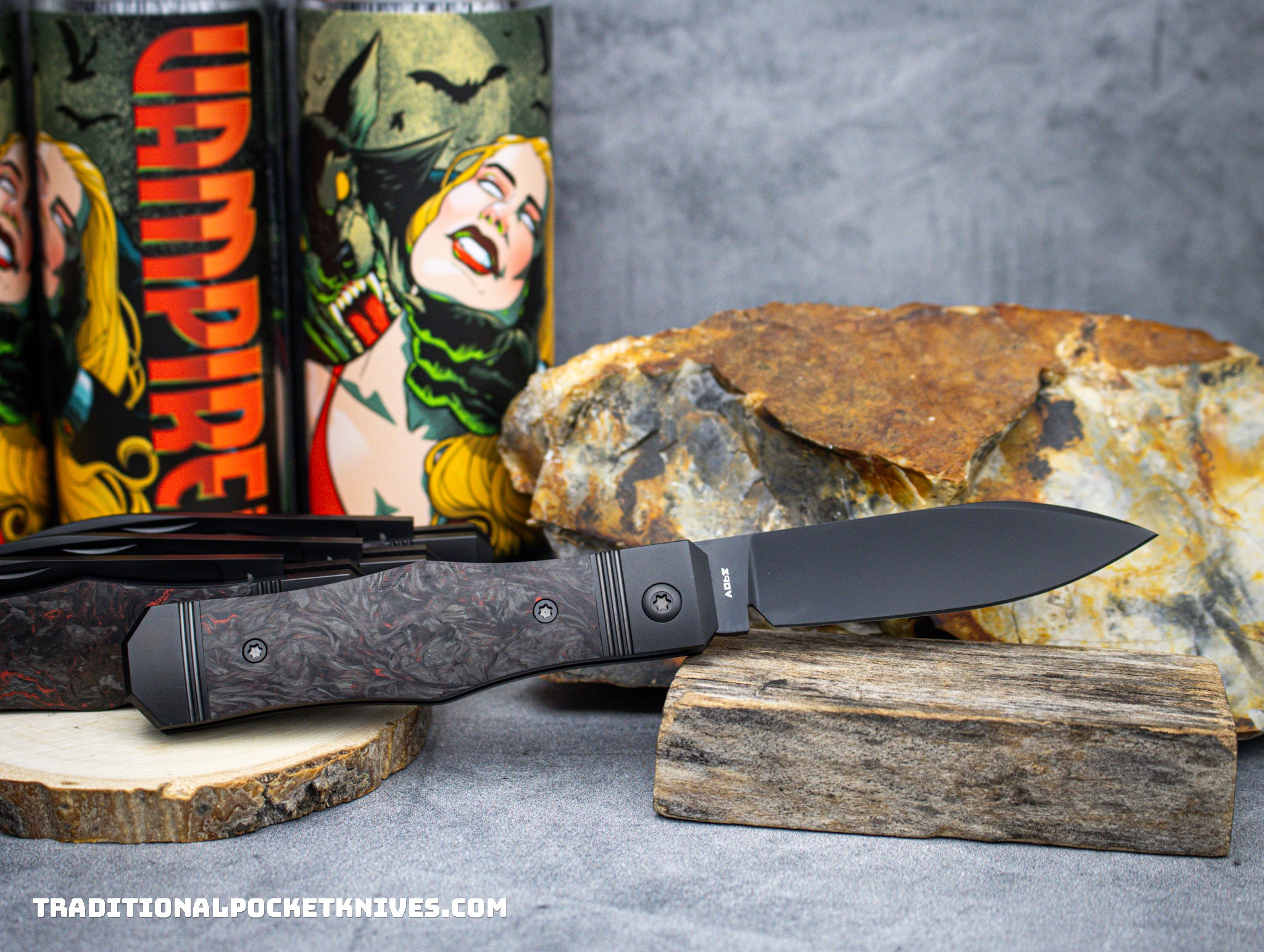 Jack Wolf Knives Vampire Jack Fat Carbon Dark Matter Red - C